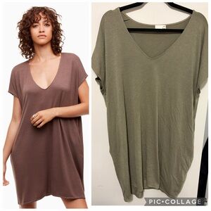 WILFRED FREE MARCOUX DRESS V NECK KNIT OLIVE GREEN SIZE LARGE